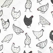 Dekostoff Hühner schwarz