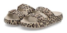 Rieker Pantolette Beige Leopard EVA Slipper Schlappen Sandale Hausschuh Schnalle