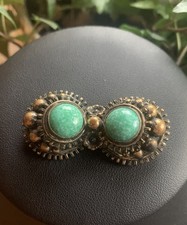 Gablonzer Brosche geschwärzte Amer. Double, Keramiksteine-Vintage !434