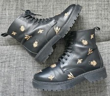 Stokton Boots Stiefeletten Gr. 37, schwarz mit Stickerei,  Echt Leder Italy