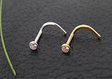 925 Silber Spirale Zirkonia Nasenpiercing Nasenstecker Stecker Piercing 14K Gold