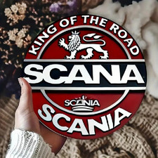 Blechschild rund Scania King of the Road Durchmesser 20cm TE1559