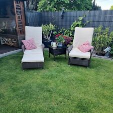 2 Relaxsessel Liegesessel Liegen Rattan Inkl. Beistelltisch + Auflagen