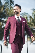 Burgund Herren Abschlussball Maßgeschneidert Anzüge Party SmokingArbeitskleidung