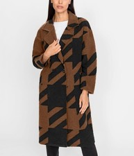 Mode von Heine Damen Mantel Strickmantel Langarm Kragen braun schwarz Gr. 48 NEU