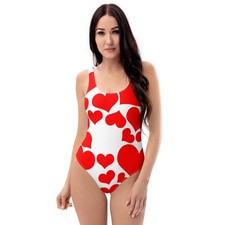 Damen badeanzug herz print - badeanzug,