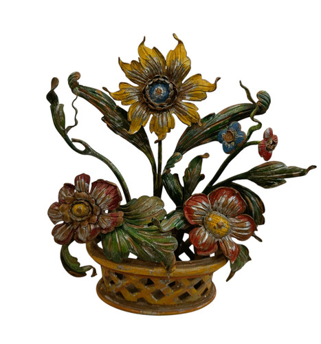 Vintage eisen blumen skulptur - blumen,