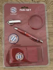 FC Bayern München Fanset Button, Armband, Handysocke, Kapselheber, Kulli - Neu