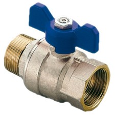 Kugelhahn mit Flügelgriff aus Messing blau AG x IG Absperrhahn Auslaufhahn