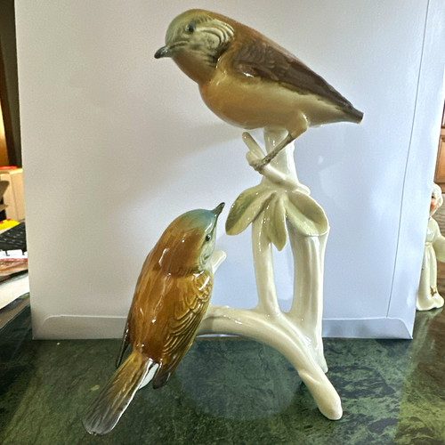 Porzellanfigur vogelpaar auf - porzellanfigur,