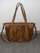 MCM Damen Umhängetasche Leder Cognac Shopper