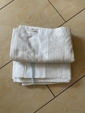 alte  Überschlag  Bettlaken Stickerei & Spitze   Shabby Chic Brocante 2 Stück