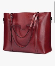 Damen 3-Way Schultertasche Rindspalt Leder Shopper Laptop Arbeitstasche 