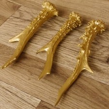 3 Rehstangen goldfarbig Gehörne Rehgeweihe Geweih Stangen Stange 14.3.113