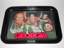 Original Coca-Cola Tablett Metall USA 1981 OFFICIAL GEORGIA BULLDOGS TRAY