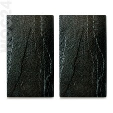 2-teilig 30x52 Herdabdeckung Set Herdabdeckplatte Ceranfeld Glas Schiefer Grau