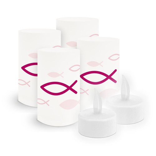 Windlicht fisch pink inkl - 6x,