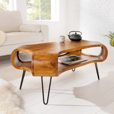 Design Couchtisch ORGANIC LIVING 100cm Sheesham stone finish Massivholz handmade