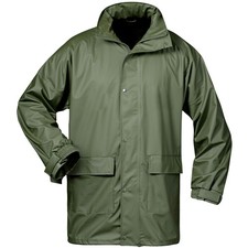 PU-Regenjacke Olivgrün Angeljacke Friesennerz Arbeitsjacke mit Kapuze