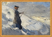 Stehende Frau in Winterlandschaft 1906 Blaue Reiter Franz Marc Kunst A1 127