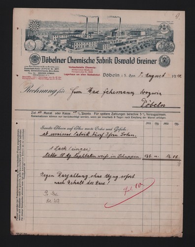 Döbeln rechnung 1919 oswald - dÖbeln,,