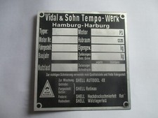 Tempo Typenschild Schild S101