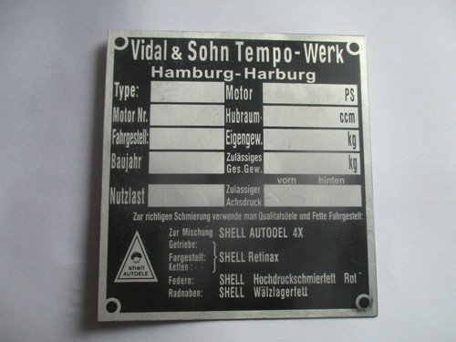 Tempo typenschild schild s101 - tempo,