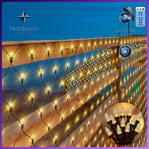 Lichternetz 3x2m 200led solar - lichternetz,