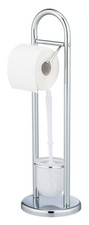 WENKO Stand WC Garnitur Siena Chrom Toiletten Bürsten Klo Rollen Papier Halter
