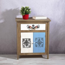 Beistellschrank braun weiß