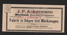REMSCHEID-VIERINGHAUSEN, Werbung 1909, J. P. Ackermann Sägen Werkzeug-Fabrik