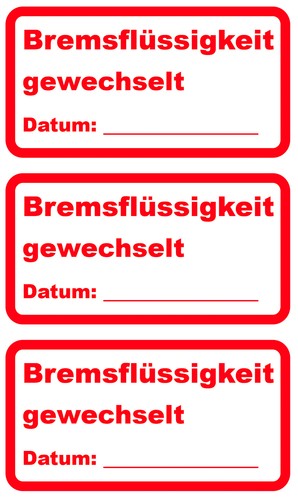 Aufkleber bremsflüssigkeit - 3x,