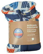 ALDImania Unisex Fleecejacke Weiss Blau Orange mit Allover Muster