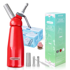  Sahnespender Sahnespritze 1 Pint 500ML GreatWhip mit 48 Stück 8.2g Sahnekapseln