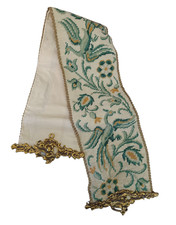 Vintage Blumen Klingelzug Glockenzug Gobelin Glockenband handgestickt