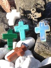 Anhänger Kreuz Edelstein Rosenquarz Bergkristall Jade Heilstein Energietheraphie