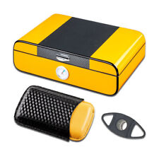 Humidor Hochglanz | Zigarrenetui Leder | Carbon Schwarz Gelb | Zigarren Schrank
