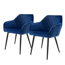 B-Ware 2er Set Esszimmerstühle Samtstühl Wohnzimmerstühl Polsterstuhl Dunkelblau