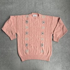 MALAGRIDA Damen Wolle Pullover Gr XL Angora Zopf Strickpullover Pulli 27401 Rosa