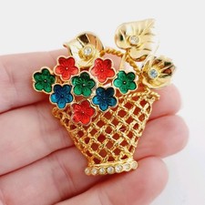 Blumenkorb Brosche Modeschmuck