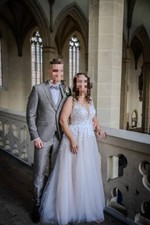 Brautkleid Modeca Sabrina A-Linie M/40 weiß/ivory/rosé/blush