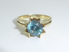 585 Gelbgold 14K Gold Ring Blautopas Verlobungsring 4,1 g RG 51 - 16,2 mm 9315