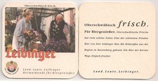 Leibinger Bier - alter Bierdeckel "Oberschwäbisch frisch - Blumenfrau" aus 1994