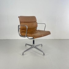 Vintage Eames Herman Miller Licht Brown Camel Leder Weich Pad Gruppe Stuhl #4304