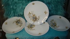Kahla Porzellan DDR Blumen, 4 Frühstücksteller mit Blumendekor, 70er, Ostalgie