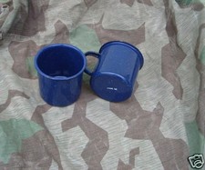 Wehrmacht 2 Emaille Kaffee Becher mtd 44 WWII WK2 Coffee Mug LW Cup Messkit WW2