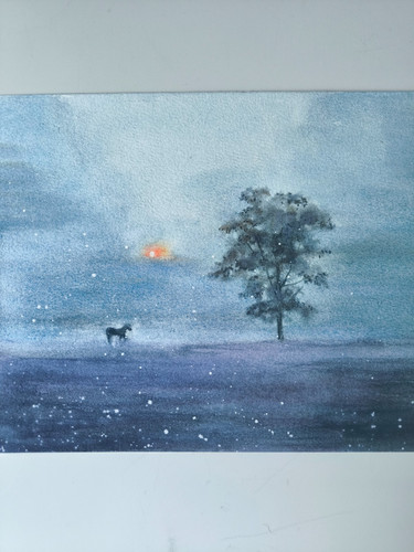 Aquarell bild nebel - bild., sonne