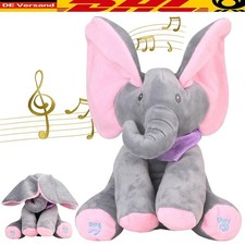 Peek-a-Boo Singender Elefant Plüschtier - Weiches Animiertes Stofftier für Babys