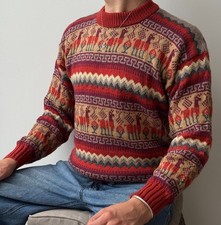 Alpaka Pullover Rot mit Muster