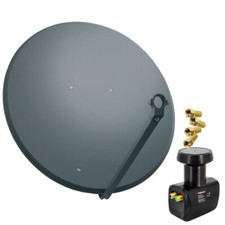 PremiumX TV SAT Anlage 100cm Satelliten Schüssel Antenne Offset Spiegel Twin LNB